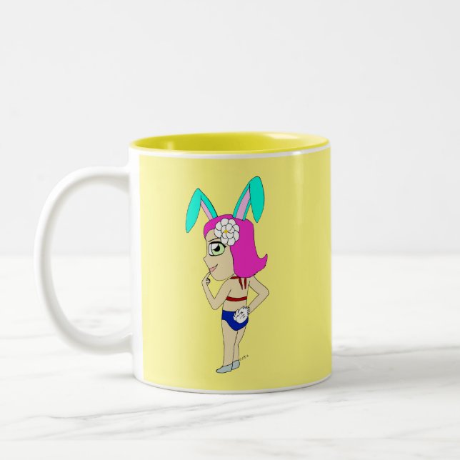 Caneca De Café Em Dois Tons chibi bunnygirl (Esquerda)