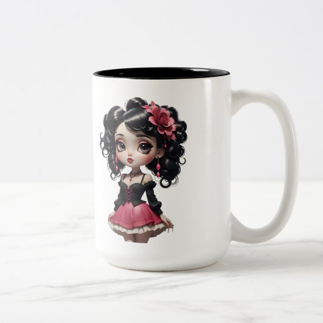 Caneca De Café Em Dois Tons Chibi Doll 01 (Direita)