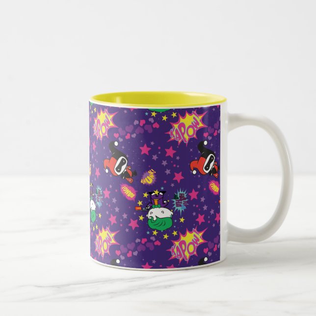 Caneca De Café Em Dois Tons Chibi Joker e Harley Pattern (Direita)