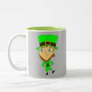 Caneca De Café Em Dois Tons chibi leprechaun