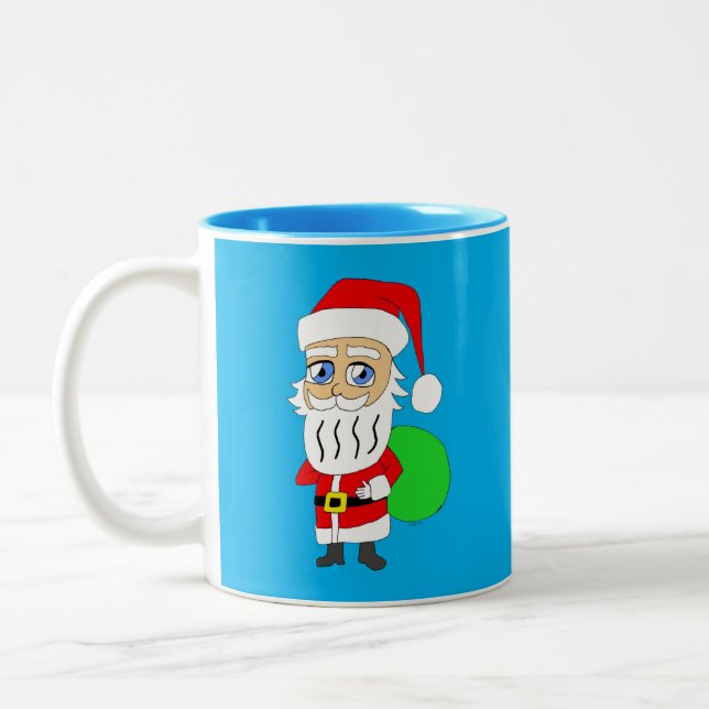 Caneca De Café Em Dois Tons Chibi Santa Claus (Esquerda)