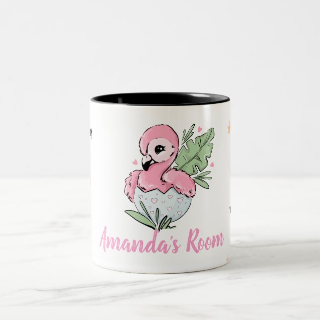 Caneca De Café Em Dois Tons Chic Baby Flamingo, Estrelas, Princesa (Centro)