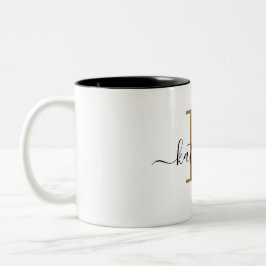 Caneca De Café Em Dois Tons Chic Black Gold Monogram Elegant Script Name Mug