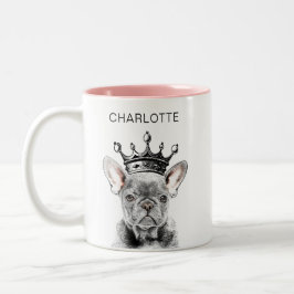 Caneca De Café Em Dois Tons Chic French Bulldog Frenchie Crown