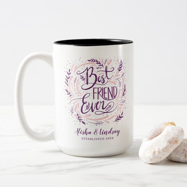 Caneca De Café Em Dois Tons Chic Hand - Letra Melhor Amigo Já Personalizado (Com Donut)