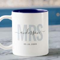 Chic Nova Data de Casamento Nome Personalizado Azu