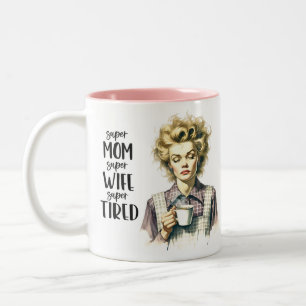Caneca De Café Em Dois Tons Chic Retro: Vintage Engraçado Citação 50 Humor Mul