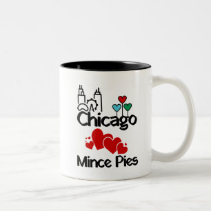 Caneca De Café Em Dois Tons Chicago ama Mince Pies Cityscape
