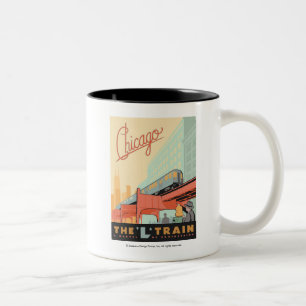 Caneca De Café Em Dois Tons Chicago, IL - "L" trem