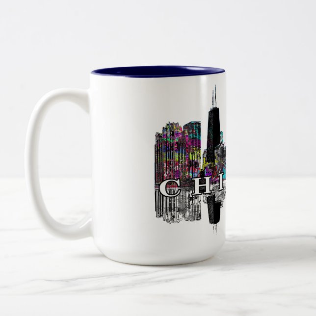 Caneca De Café Em Dois Tons Chicago, Illinois em grafite (Esquerda)