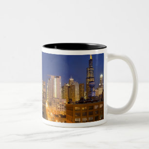 Caneca De Café Em Dois Tons Chicago, Illinois, tiro no horizonte de West Loop