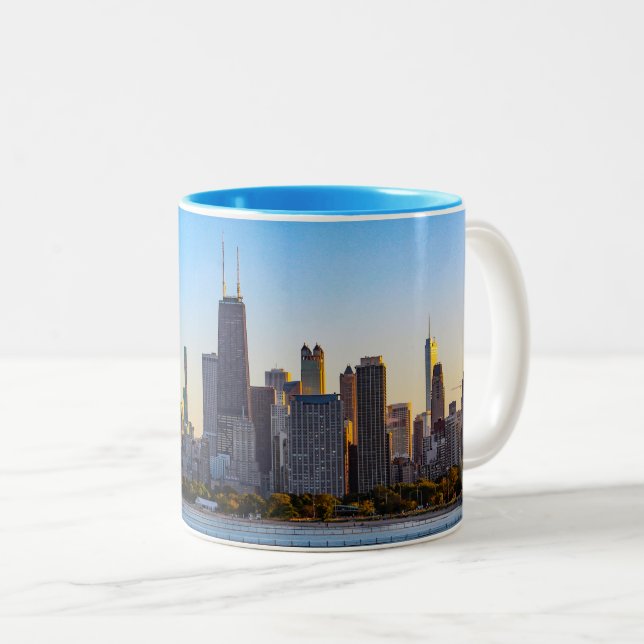 Caneca De Café Em Dois Tons Chicago Skyline - Mug Café De Duas Toneladas (Frente Esquerda)