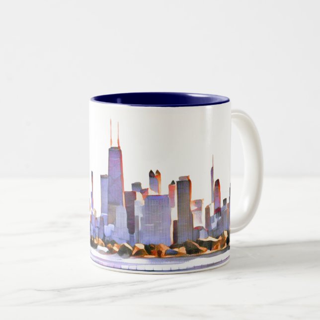 Caneca De Café Em Dois Tons Chicago Skyline - Mug Café De Duas Toneladas (Frente Esquerda)