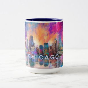 Caneca De Café Em Dois Tons Chicago The Windy City