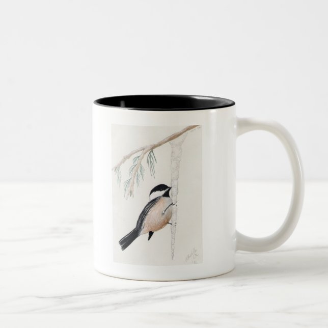 Caneca De Café Em Dois Tons chickadee do inverno (Direita)