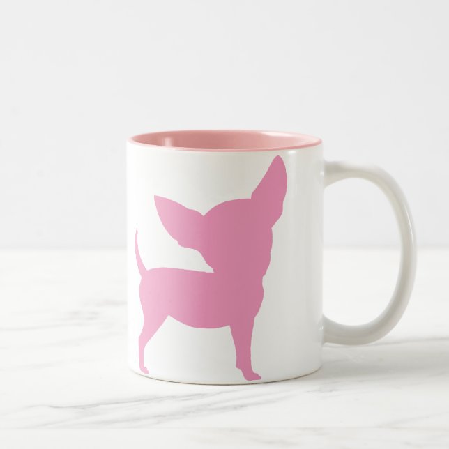 Caneca De Café Em Dois Tons Chihuahua engraçada cor-de-rosa (Direita)