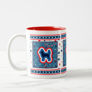 Caneca De Café Em Dois Tons Chihuahua Patriótico Vermelho Branco e Azul 4 de J