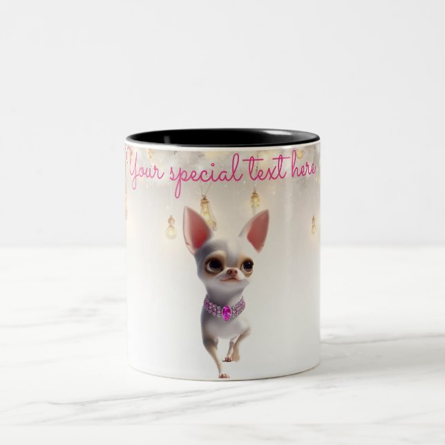 Caneca De Café Em Dois Tons Chihuahua Runway Model Coffee Mug (Centro)