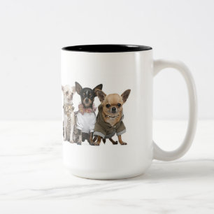 Caneca De Café Em Dois Tons Chihuahuas pequenas bonitos