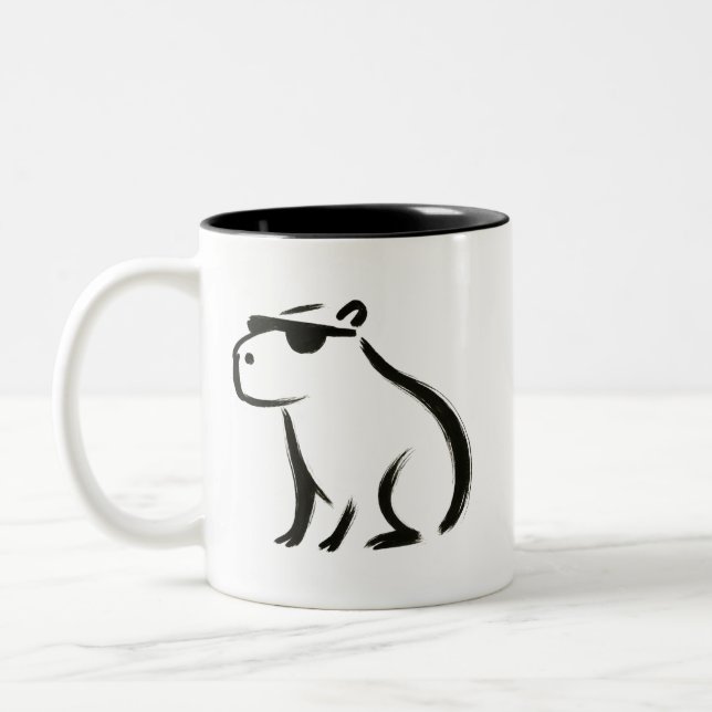 Caneca De Café Em Dois Tons Chill Capybara - Design de Pincel de Tinta (Esquerda)