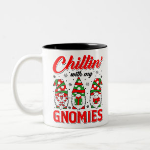 Caneca De Café Em Dois Tons Chillin Com Os Meus Gnomos Natal Santa Hat Gnomo