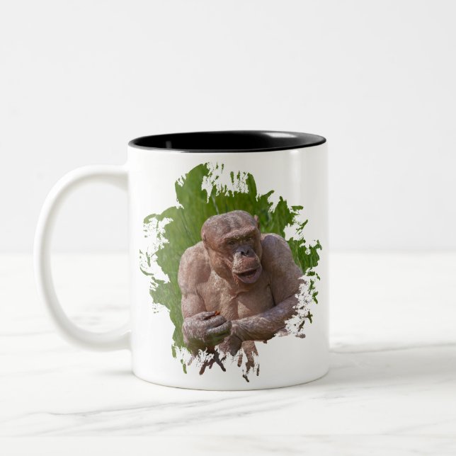 Caneca De Café Em Dois Tons Chimpanzé sem Cabelos (Esquerda)