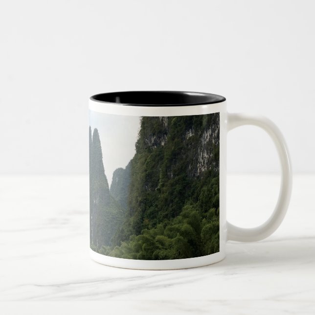 Caneca De Café Em Dois Tons China, Guilin, Rio Li, barcos fluviais na linha (Direita)