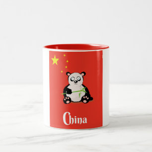 Caneca De Café Em Dois Tons China Panda poster de viagens.