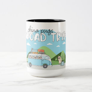 Caneca De Café Em Dois Tons China Pugs Road Trip Coffee Mug