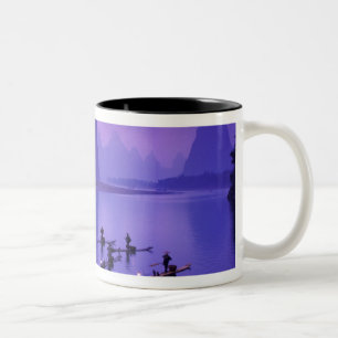 Caneca De Café Em Dois Tons China, Rio Li. Pescadores de corvos-marinhos.