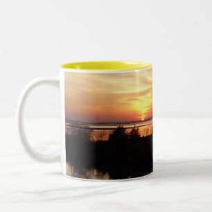 Caneca De Café Em Dois Tons Chincoteague Sunset II Virgínia Landscape