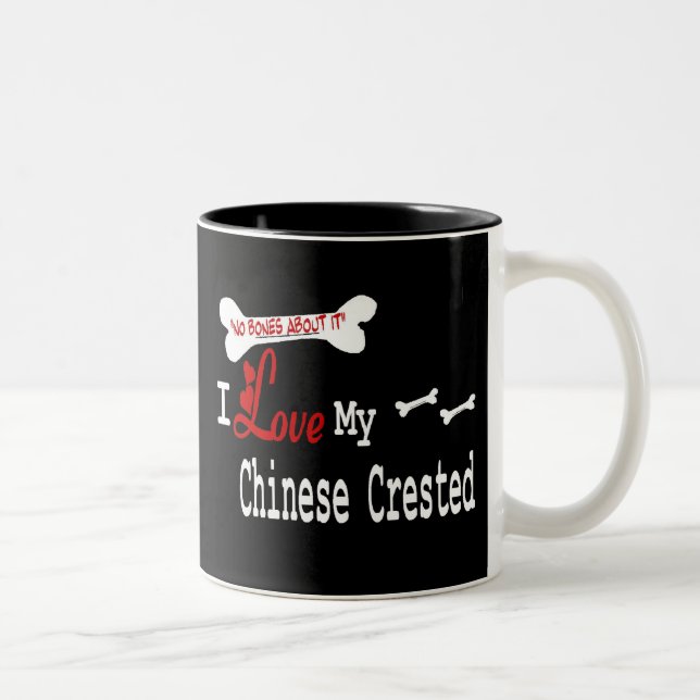 Caneca De Café Em Dois Tons Chinês Crested (I Love) (Direita)