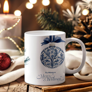 Caneca De Café Em Dois Tons Chinoiserie Chic Blue Natal