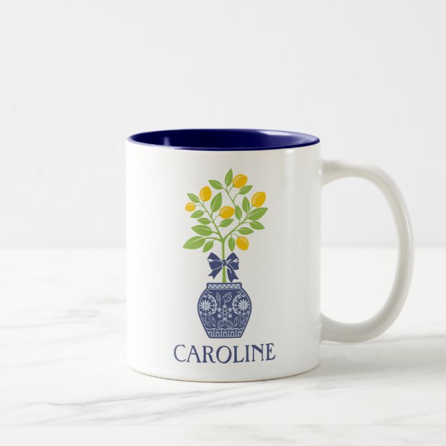 Caneca De Café Em Dois Tons Chinoiserie Lemon Tree Personalizada (Direita)