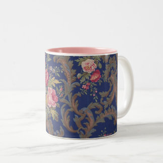 Caneca De Café Em Dois Tons Chintz floral vintage desbotado estilo vitoriano