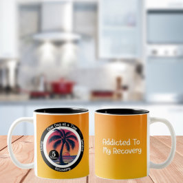 Caneca De Café Em Dois Tons Chip de Aniversário Tropical de 12 Etapas Personal