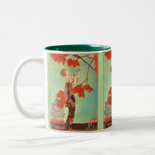 Caneca De Café Em Dois Tons Chique Arte Nouveau Francesa gaiola de papagaio Ja