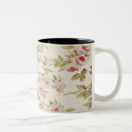 Caneca De Café Em Dois Tons Chique Vintage Rosas Femininas e Desgastadas