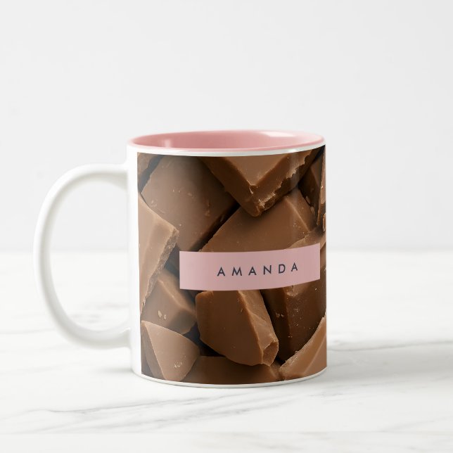 Caneca De Café Em Dois Tons Chocolate Chunk de Leite Cremoso Personalizado (Esquerda)