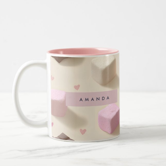 Caneca De Café Em Dois Tons Chocolate e marshmallow de pastel-branco personali (Esquerda)