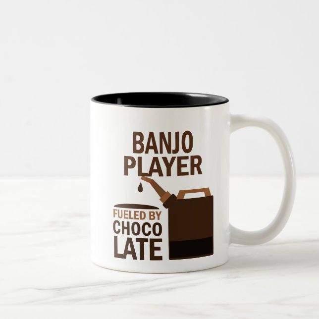 Caneca De Café Em Dois Tons Chocolate (engraçado) do jogador do banjo (Direita)