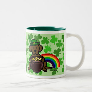 Caneca De Café Em Dois Tons Chocolate Labrador do dia de St Patrick