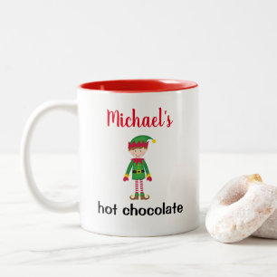 Caneca De Café Em Dois Tons Chocolate Quente de Natal para Crianças Personaliz