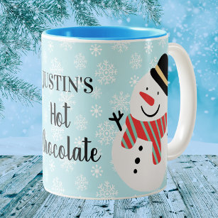 Caneca De Café Em Dois Tons Chocolate Quente Personalizado do Winter Snowman