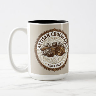 Caneca De Café Em Dois Tons Chocolates Artesanais Cacau Vintage