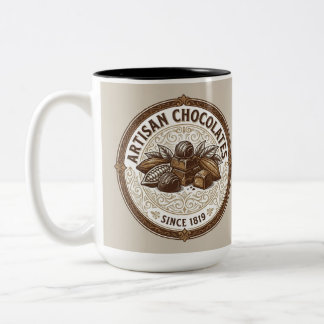 Caneca De Café Em Dois Tons Chocolates Artesanais Cacau Vintage