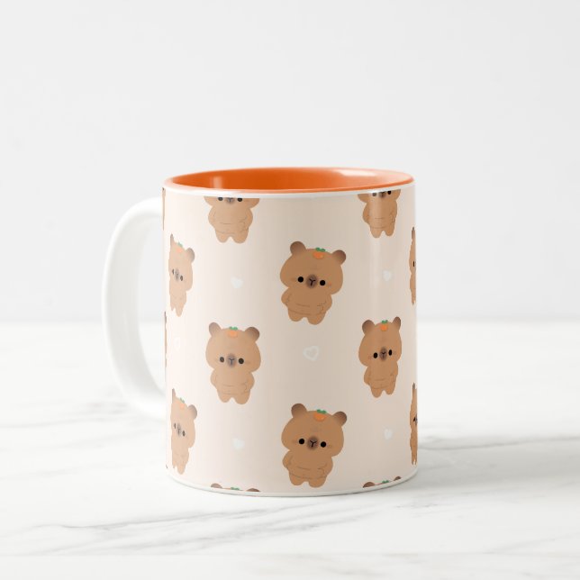 Caneca De Café Em Dois Tons Chonky Capybara (Frente Esquerda)