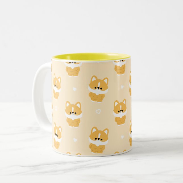 Caneca De Café Em Dois Tons Chonky Corgi (Frente Esquerda)