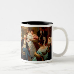 Caneca De Café Em Dois Tons Chopin que joga o piano
