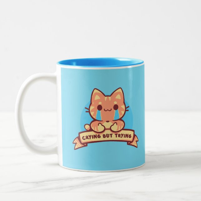Caneca De Café Em Dois Tons Chorando mas Tentando (Esquerda)